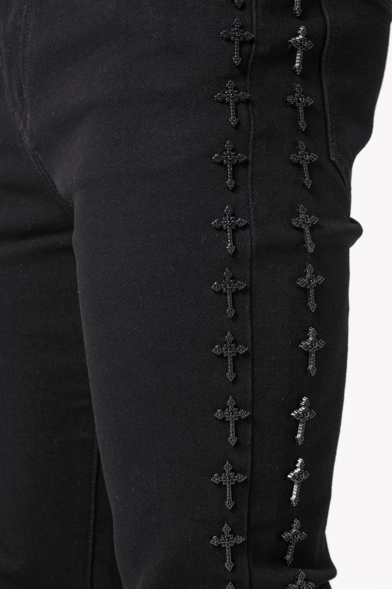 All Black Crosses Embellished Denim (ft) Soltanto Japan