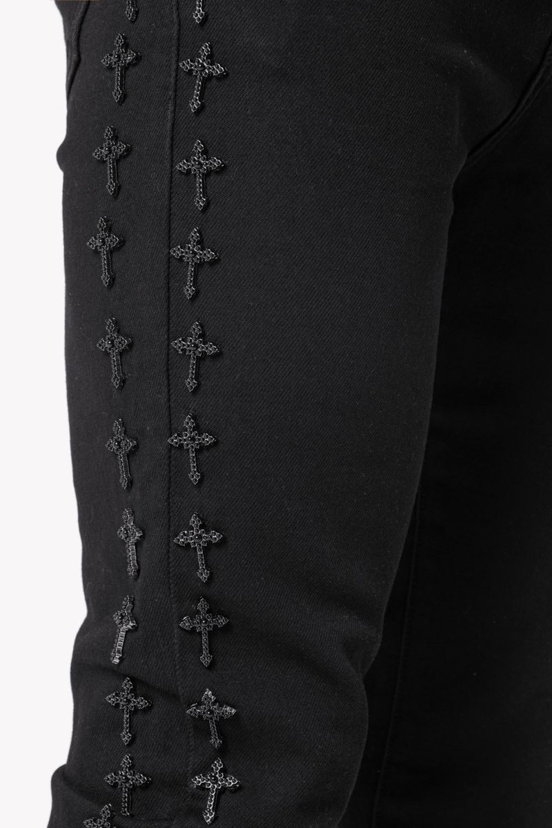 All Black Crosses Embellished Denim (ft) Soltanto Japan