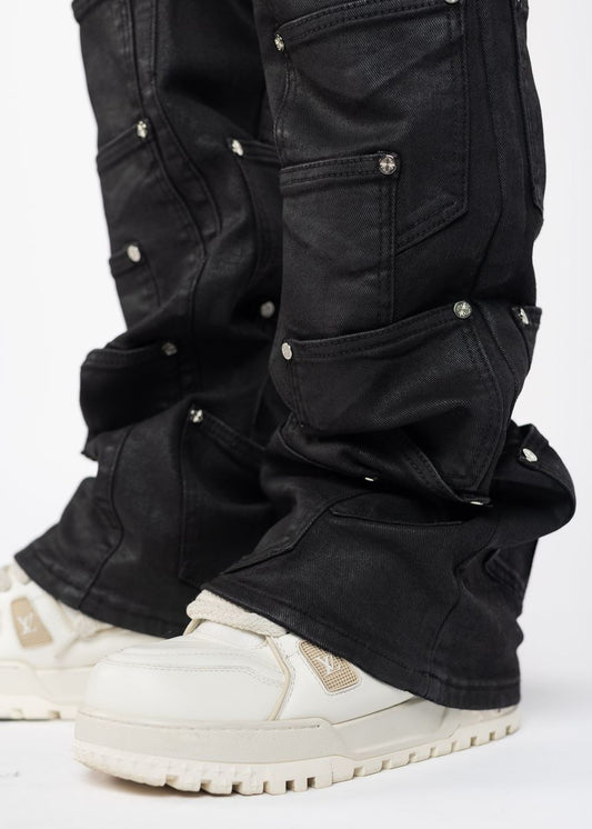 Obsidian Black Dice Flared Denim (ft) Soltanto Japan