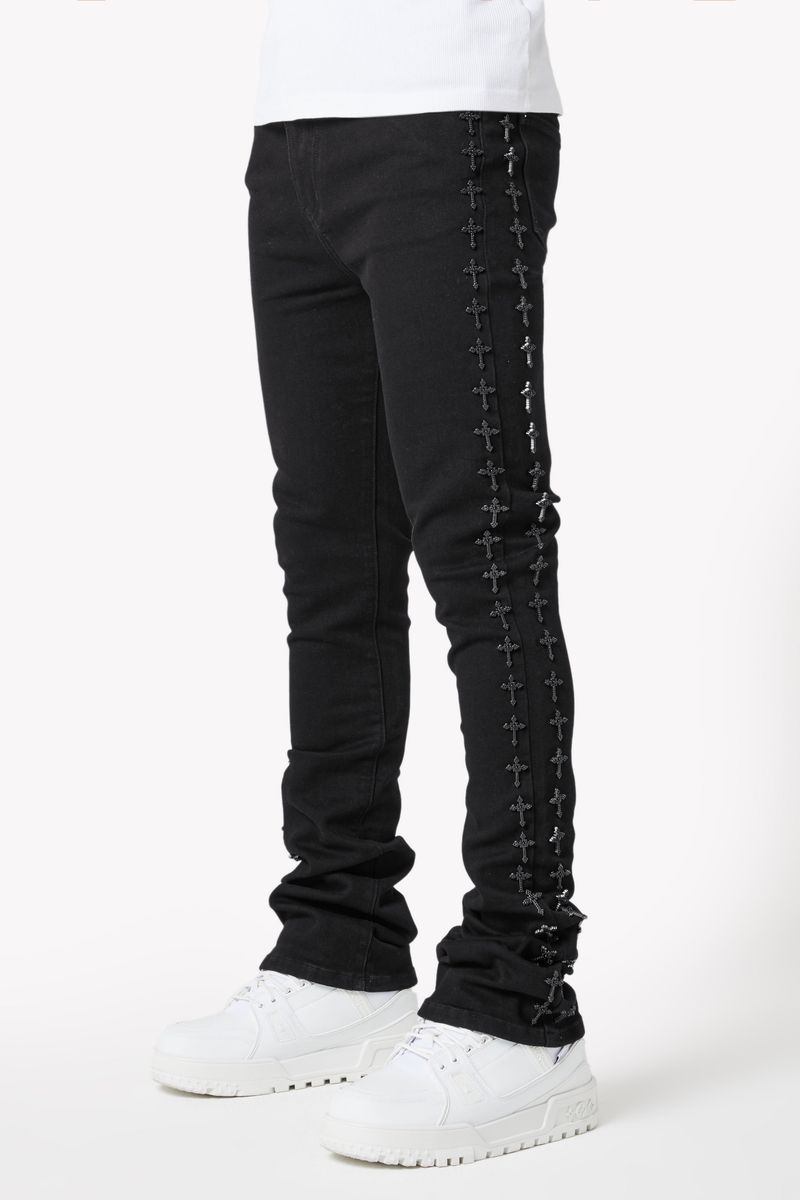 All Black Crosses Embellished Denim (ft) Soltanto Japan