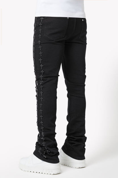 All Black Crosses Embellished Denim (ft) Soltanto Japan