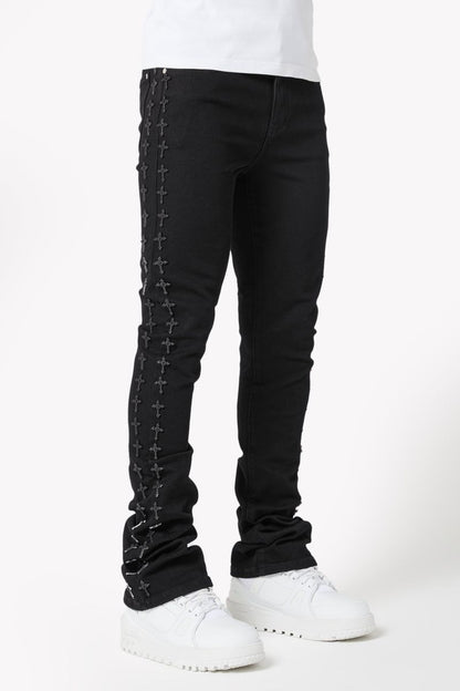 All Black Crosses Embellished Denim (ft) Soltanto Japan