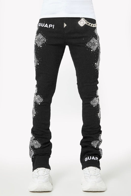 Obsidian Black Distressed Cross Denim (ft) Soltanto Japan